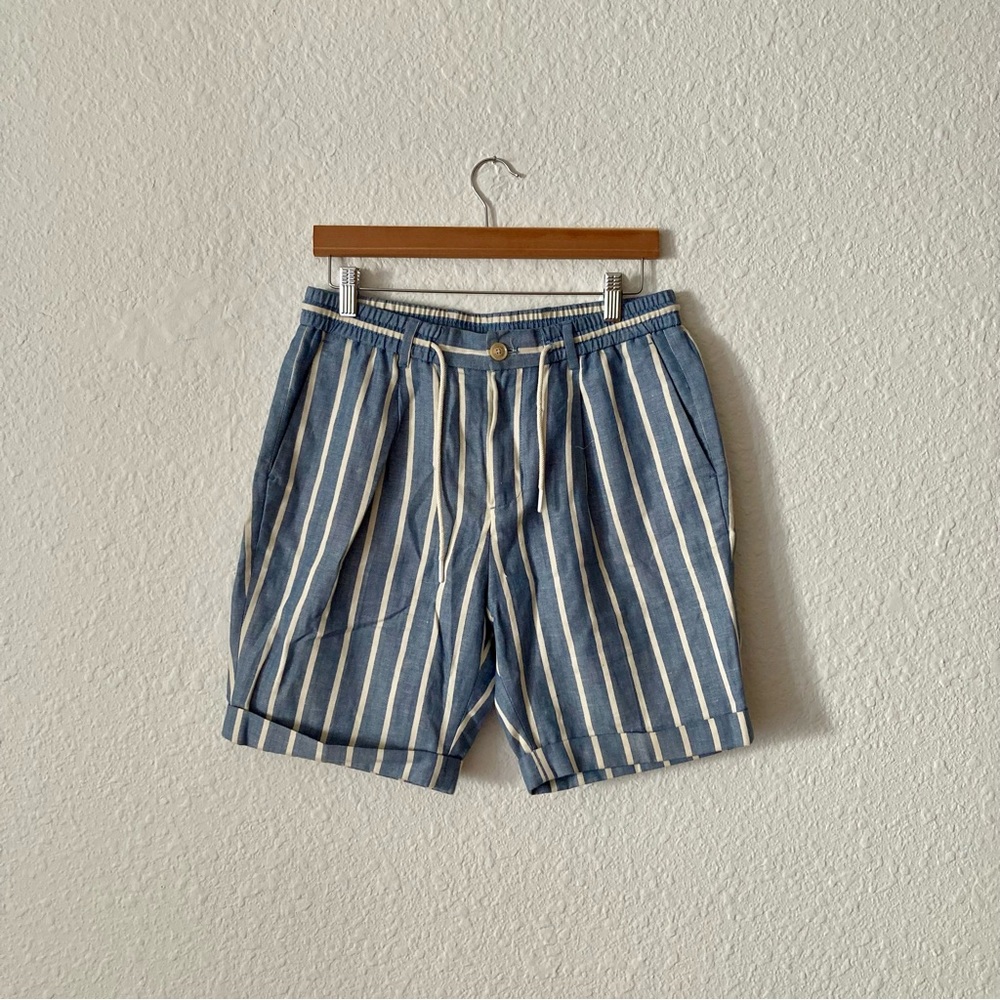 Blue and White Striped Scotch & Soda Linen Shorts